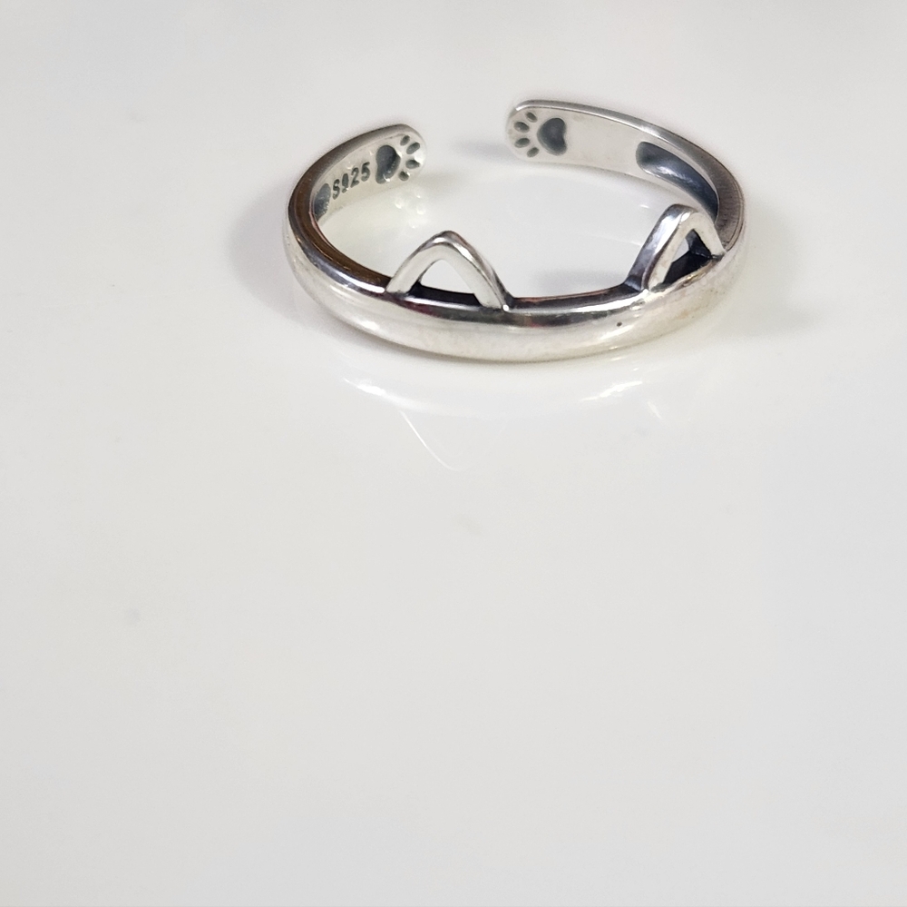 Sterling Silver Cat Adjustable Ring - image 1